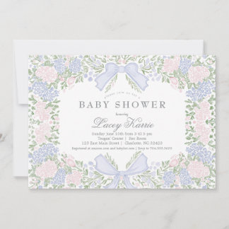 Pink Floral Baby Shower Invitation,  招待状