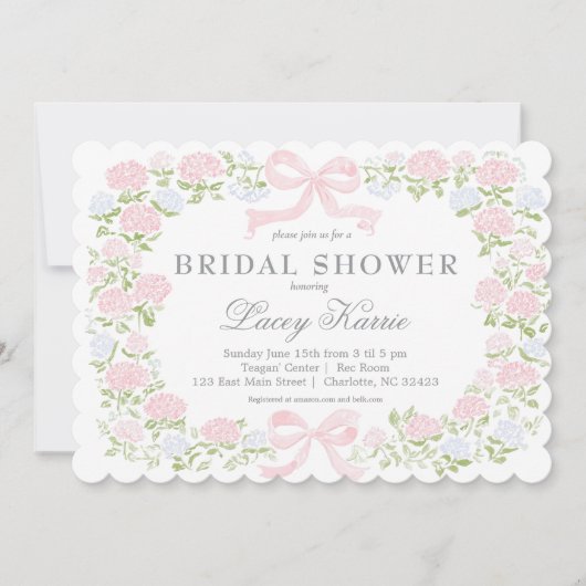 Pink Floral Baby Shower Invitation,  招待状 (正面)