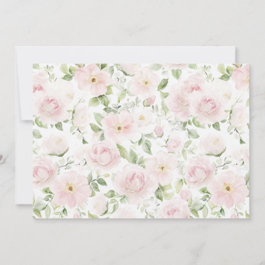 Pink Floral Baby Shower Invitation,  招待状 (裏面)