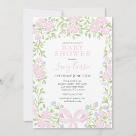 Pink Floral Baby Shower Invitation,  招待状