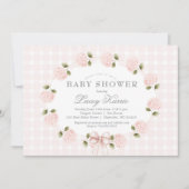 Pink Floral Baby Shower Invitation,  招待状 (正面)