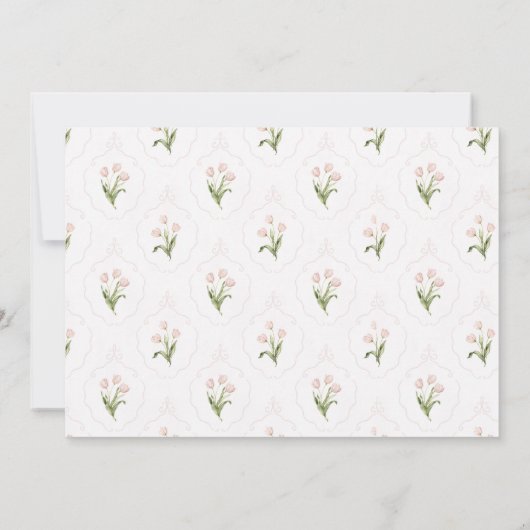 Pink Floral Baby Shower Invitation, 招待状 (裏面)