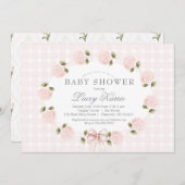 Pink Floral Baby Shower Invitation,  招待状 (正面/裏面)