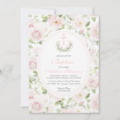 Pink floral Baptism Invitation, Girl Baptism,  招待状 (正面)