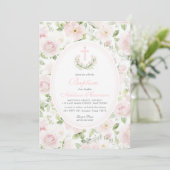 Pink floral Baptism Invitation, Girl Baptism, 招待状 (スタンド正面)