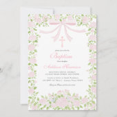 Pink floral Baptism Invitation, Girl Baptism,  招待状 (正面)