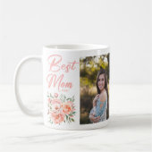 Pink Floral Best Mom Ever Add Photo Coffee Mug コーヒーマグカップ (左)