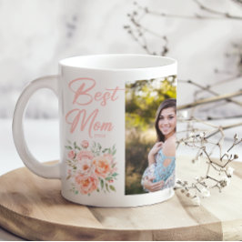 Pink Floral Best Mom Ever Add Photo Coffee Mug コーヒーマグカップ