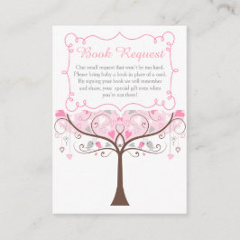 Pink Floral Bird Baby Shower Book Request エンクロージャーカード