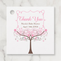 Pink Floral Bird Baby Shower Thank You