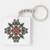 Pink Floral Bloom キーホルダー (裏面)