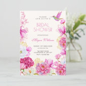 Pink floral bloom bridal shower 招待状 (スタンド正面)