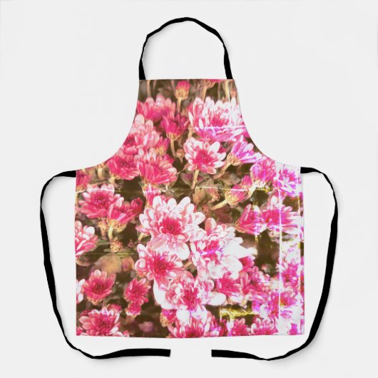 Pink Floral Bloom Pattern Design エプロン (正面)