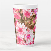 Pink Floral Bloom Pattern – Soft Botanical Design カフェラテマグ (正面)