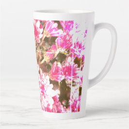 Pink Floral Bloom Pattern – Soft Botanical Design カフェラテマグ