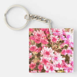 Pink Floral Bloom Pattern – Soft Botanical Design キーホルダー