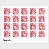 Pink Floral Bloom Pattern – Soft Botanical Design スクエアシール (シート)