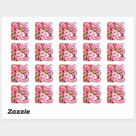 Pink Floral Bloom Pattern – Soft Botanical Design スクエアシール (シート)