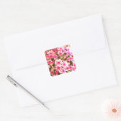 Pink Floral Bloom Pattern – Soft Botanical Design スクエアシール (封筒)
