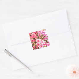 Pink Floral Bloom Pattern – Soft Botanical Design スクエアシール