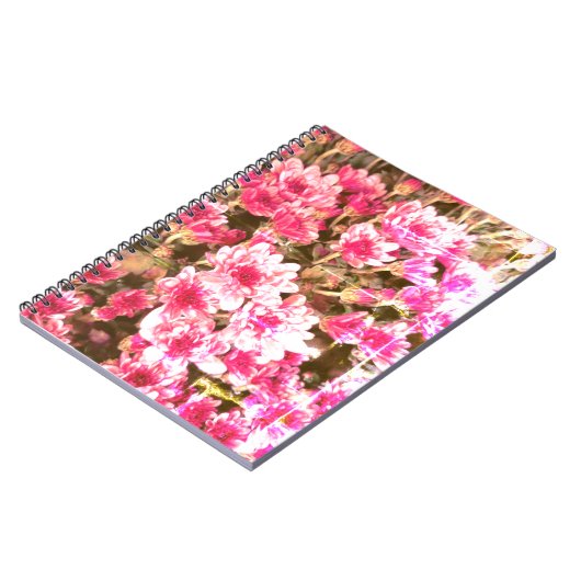 Pink Floral Bloom Pattern – Soft Botanical Design ノートブック (左側)