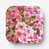Pink Floral Bloom Pattern – Soft Botanical Design ペーパープレート (正面)