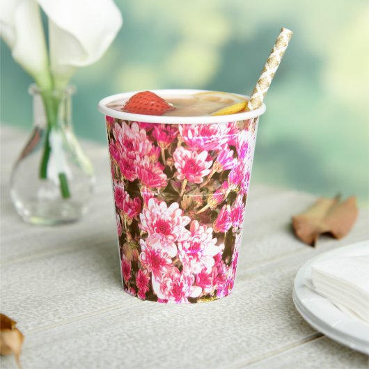 Pink Floral Bloom Pattern – Soft Botanical Design 紙コップ (インサイチュ)