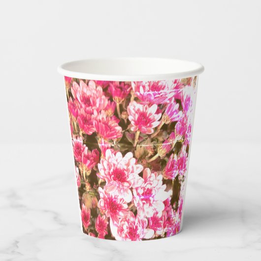 Pink Floral Bloom Pattern – Soft Botanical Design 紙コップ (裏面)