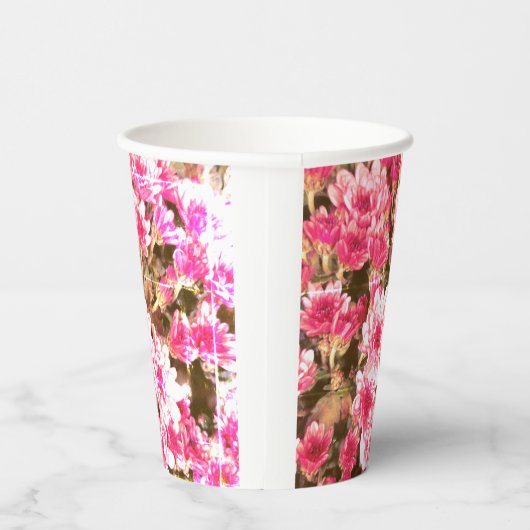 Pink Floral Bloom Pattern – Soft Botanical Design 紙コップ (右)