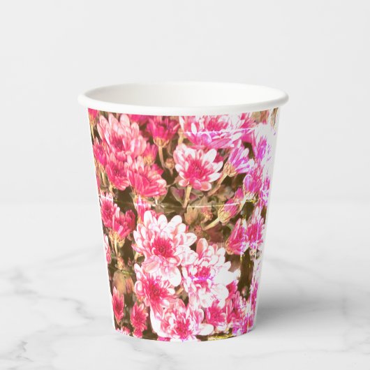 Pink Floral Bloom Pattern – Soft Botanical Design 紙コップ (正面)
