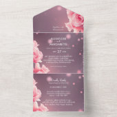 Pink Floral Blush All in One Wedding Invite オールインワン招待状 (内側)