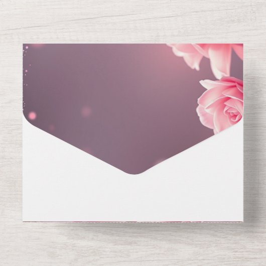 Pink Floral Blush All in One Wedding Invite オールインワン招待状 (裏面)