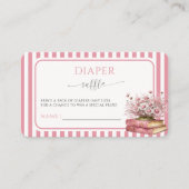Pink Floral Book Baby Shower Diaper Raffle Card  エンクロージャーカード (正面)