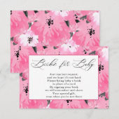 Pink Floral Books for Baby Shower  エンクロージャーカード (正面/裏面)