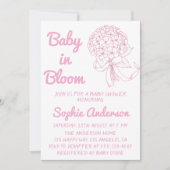 Pink Floral Bouquet Baby in Bloom Baby Shower  招待状 (正面)