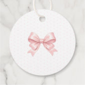 Pink Floral Bow Baby Girl Shower Thank you フェイバータグ (裏面)
