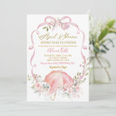 Pink Floral Bow Coquette April Shower 招待状 (スタンド正面)