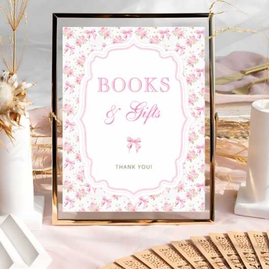 Pink Floral Bow Love Shack Books and Gifts ポスター
