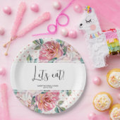 Pink Floral Bridal Shower  ペーパープレート (パーティー)