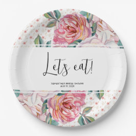 Pink Floral Bridal Shower  ペーパープレート