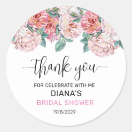 Pink Floral Bridal Shower ラウンドシール