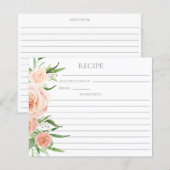 Pink Floral Bridal Shower Double Sided Recipe Card (正面/裏面)