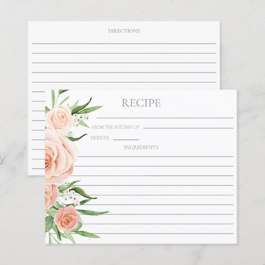 Pink Floral Bridal Shower Double Sided Recipe Card (正面/裏面)