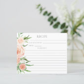 Pink Floral Bridal Shower Double Sided Recipe Card (スタンド正面)