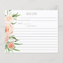 Pink Floral Bridal Shower Double Sided Recipe Card