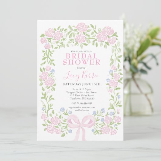 Pink Floral Bridal Shower Invitation 招待状 (スタンド正面)