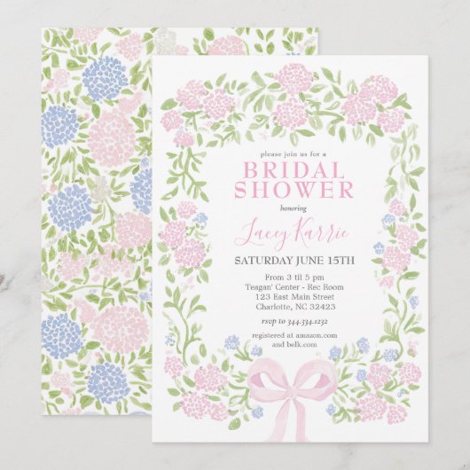 Pink  Floral Bridal Shower Invitation 招待状 (正面/裏面)