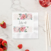 Pink Floral Bridal Shower Paper Coined 縁ありカクテルナプキン (インサイチュ)