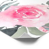 Pink Floral Bridal Shower Welcome Sign ポスター (角)