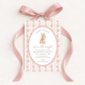 Pink Floral Bunny Baby Shower 招待状